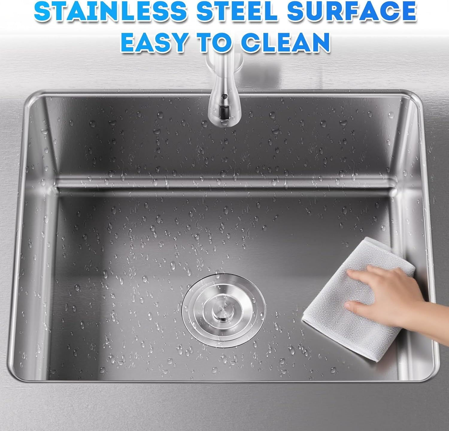 Esheno Outdoor Stainless Steel Kitchen Sink 22.2"D x 43.3"W x 31.5"H Freestanding Workbench Storage Pull-out Faucet For Garage