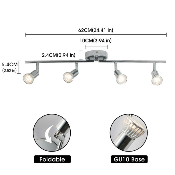 Plafonnier LED barre lumineuse 6 spots éclairage plafond spots modernes  GU10