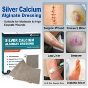 Ceeport Silver Calcium Alginate Wound Dressing, 4 x 4 Patches, Highly Absorbent Dressing Gauze, Non Stick Pads for Wounds, Soft and Comfortable Silver Dressing for Wound Care, 5 Packs