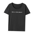 thumbnail image 2 of Camiseta de mujer con cuello redondo, suave y elegante, cuello redondo, ropa de calle, camisetas de verano para XL, 2 of 8