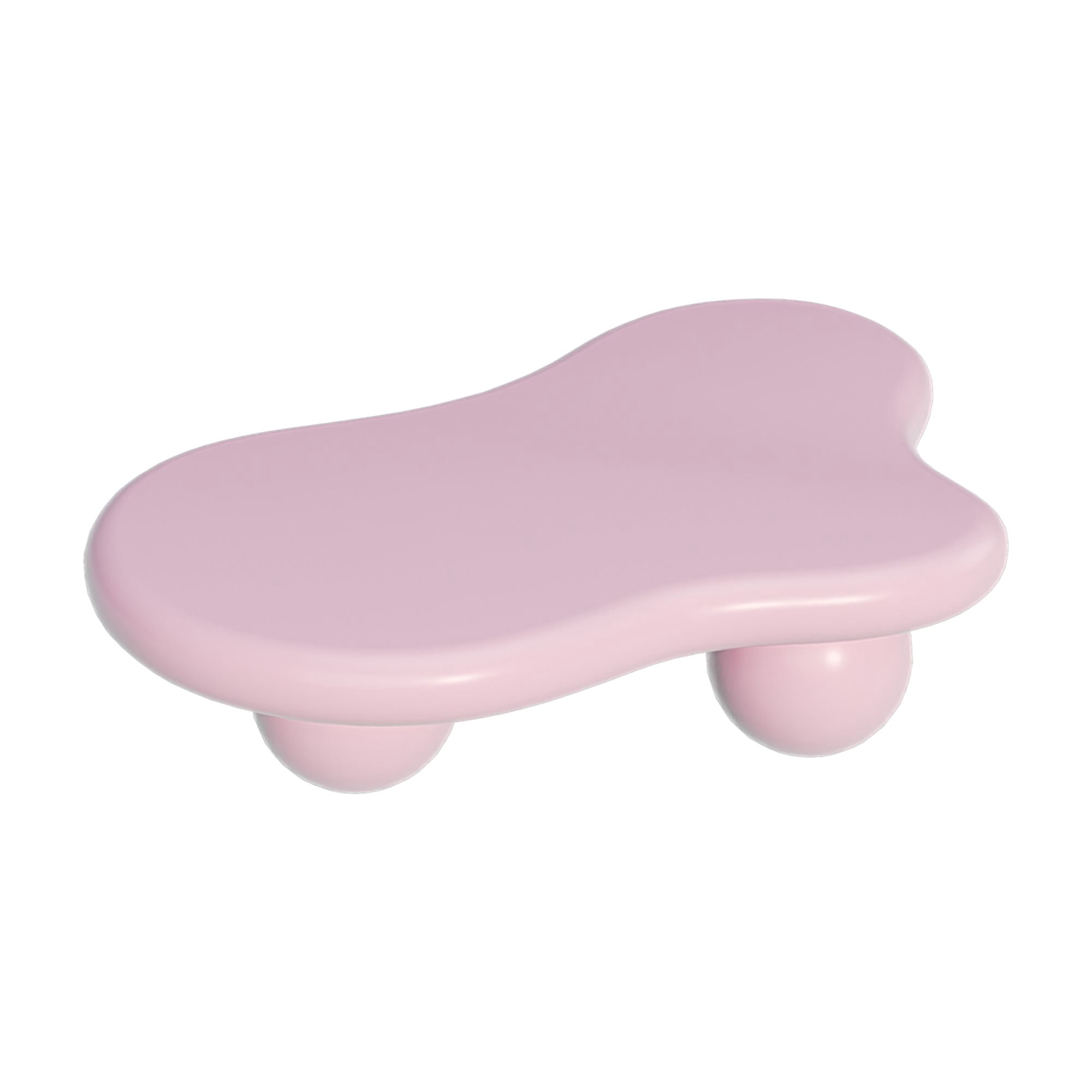47.2" Cloud Coffee Table for Living Room, Irregular Coffee Table Modern Low Coffee Tables Abstract Faux Stone Cute Center Table with 3 Ball Legs for Small Space Apartment