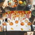 thumbnail image 6 of Thanksgiving Orange Pumpkin Placemats Set of 2 Fall Orange Brown Maple Leaves Heat Insulated Linen Place Mats, Washable Stain-Proof Table Mats for Dining Tables Holiday Decor 13x19inch, 6 of 9