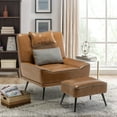 thumbnail image 5 of Andeworld Accent Chair with Ottoman,Living Room Chair with Pillow,Upholstered Armchair for Living Room, Comfy Reading Chair for Bedroom(Brown), 5 of 6