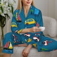 thumbnail image 6 of Haiem Transportations with Buildings Pattern Women’s Long-sleeve Sleepwear,Sleepwear Set,2-piece Loungewear Set,Soft PJs Comfy Nightwear with Pockets-X-Large, 6 of 7
