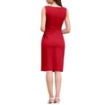 thumbnail image 3 of INSPIRE CHIC Women's Faux Wrap Pencil Dress Sleeveless Boat Neck Work Office Knee Length Dresses S Red, 3 of 5