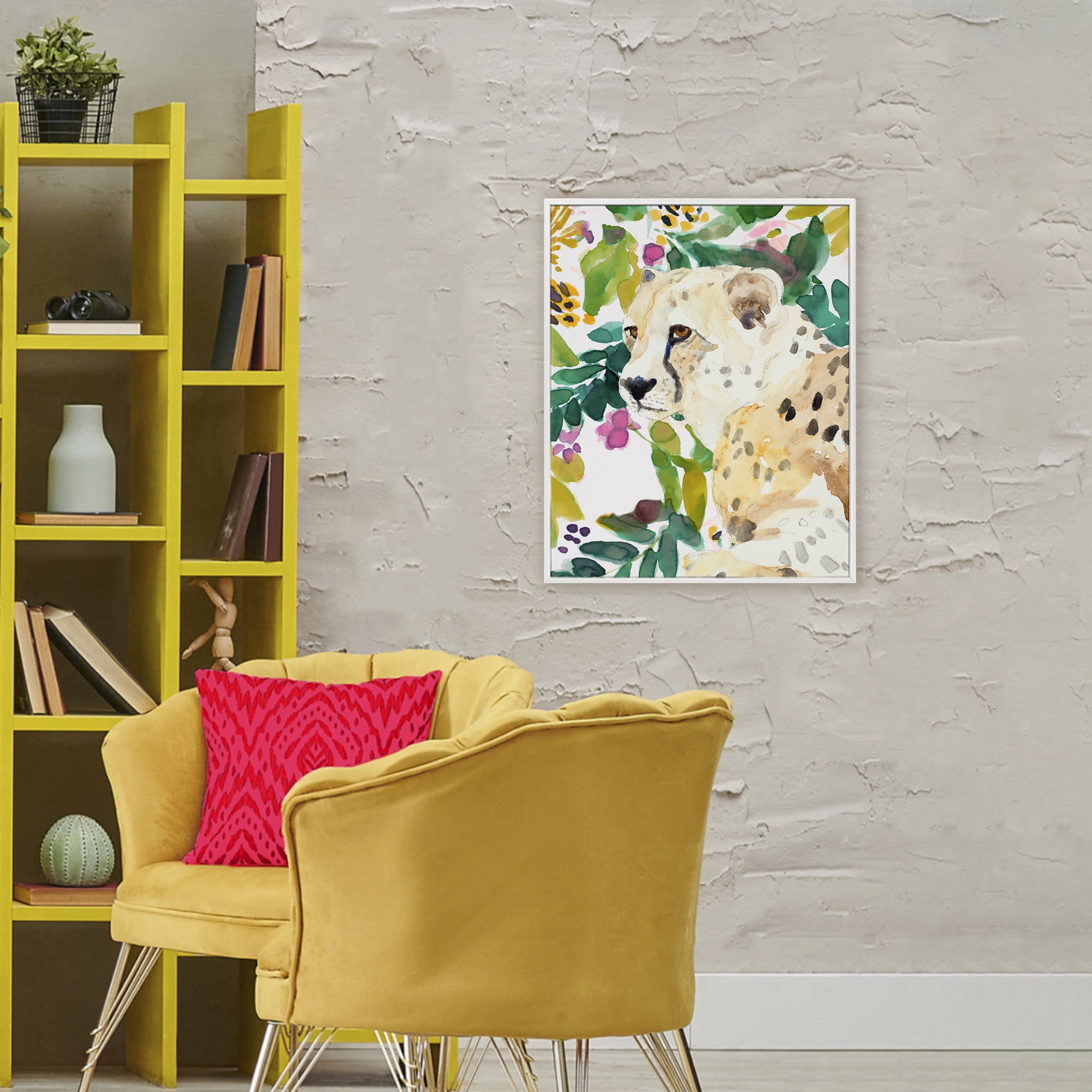 Stupell Industries Garden Plants Leopard White Framed Giclee Art, design by Lanie Loreth