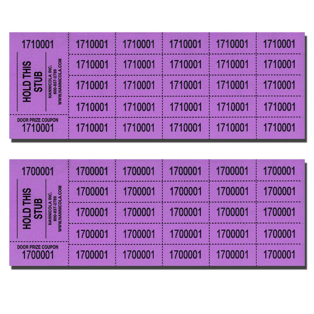 1000 Sheets Auction Tickets Assorted Colors Red
