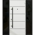 thumbnail image 4 of Front Exterior Prehung Steel Door / Deux 6683 Natural Oak / 2 Side Exterior Windows Sidelites/ Entry Metal Modern Painted W14+36+14" x H80" Left hand Inswing, 4 of 5