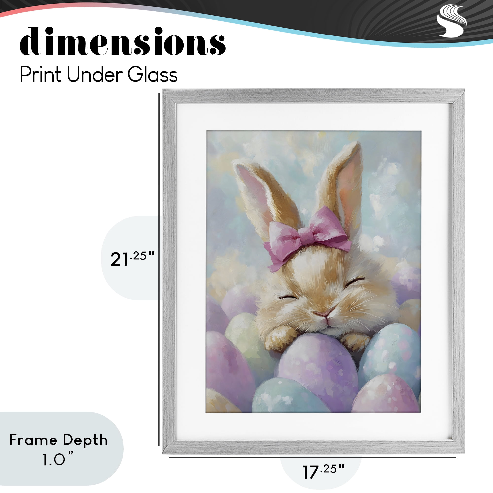 Stupell Industries Sleeping Easter Bunny with Eggs Gray Framed Print Under Glass, design by The Prints Vibe