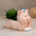 thumbnail image 1 of Mignon Cochon en Forme de Résine Planteur Succulent Pot de Fleur Décor Mini Ornement pour Bureau à Domicile, 1 of 9