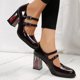 thumbnail image 5 of Amzcrzy Zapatos de mujer,Zapatos de mujer,Zapatillas de mujer, Zapatos vintage franceses de tacón alto y grueso con diseño de rosa seca para mujer Sandalias Mujer Zapatillas De Casa, 5 of 6