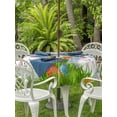 thumbnail image 2 of Outdoor Tablecloth with Umbrella Hole and Zipper, Easter Bunny Round Table Cloth 54 Inch Waterproof Tablecloth, Spring Easter Eggs Floral Blue Woodn Picnic Table Cover for Patio Camping, 2 of 7