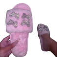thumbnail image 4 of Zapatilla de felpa para mujer con lazo plano y zapatilla de casa, chanclas para interior Wmkox8yii hj789, 4 of 5