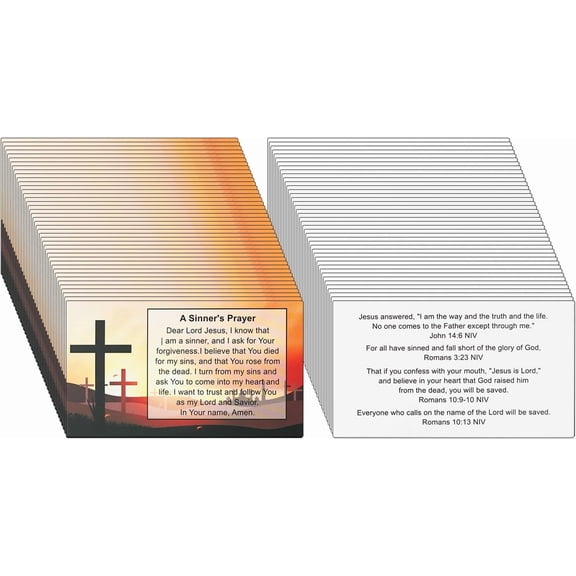 A Sinner's Prayer Pocket Scripture Cards,Mini Gospel Tract Card Plan of Salvation Cards Christian Inspirational Bible Verses Cards Prayer Postcards