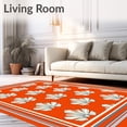 thumbnail image 2 of ODIKA 3x5 Machine Washable Non-Slip Area Rug, Art Revival with Fan Motif and Detailing High Traffic Rug with Pad, Orange, 544810, 2 of 8