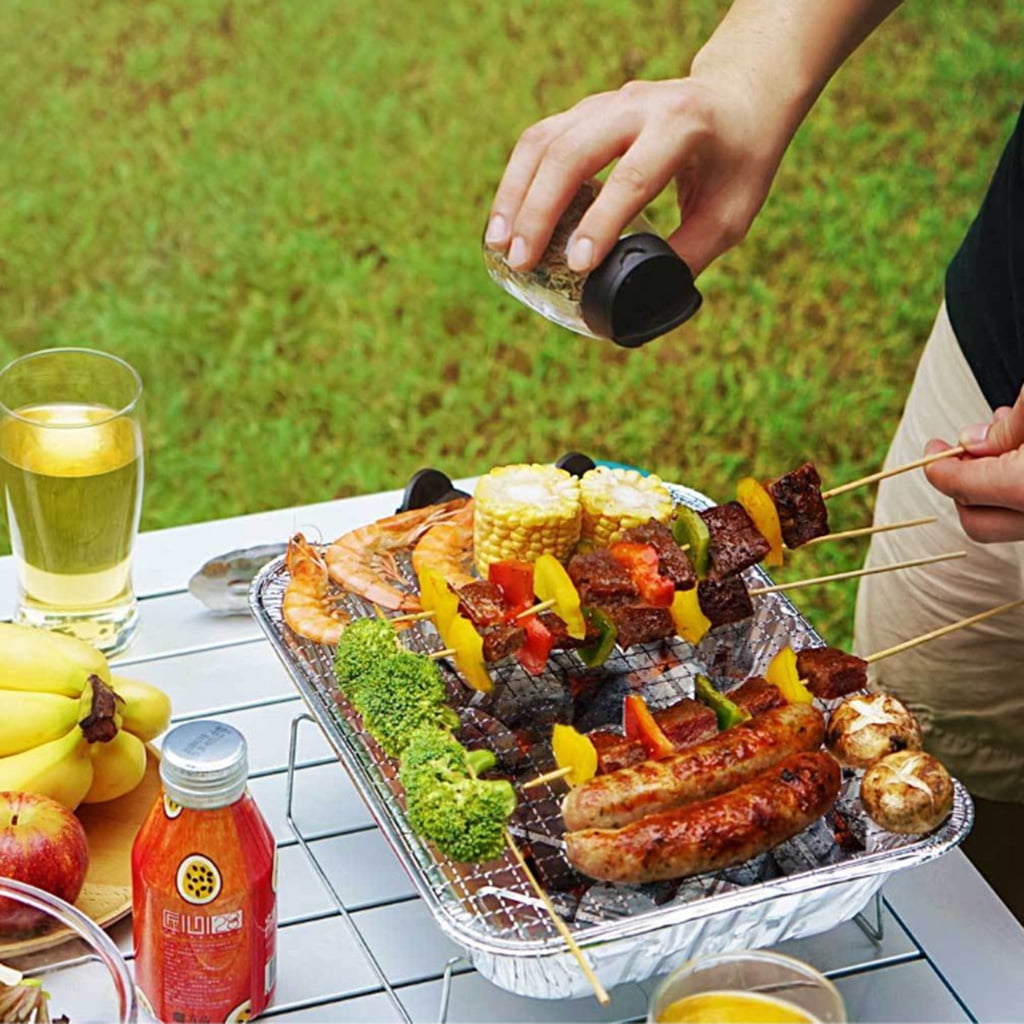 Gieenan Portable Barbecue BBQ Grill with Charcoal Disposable Aluminum Foil for Home Outdoor Travel Fishing Camping