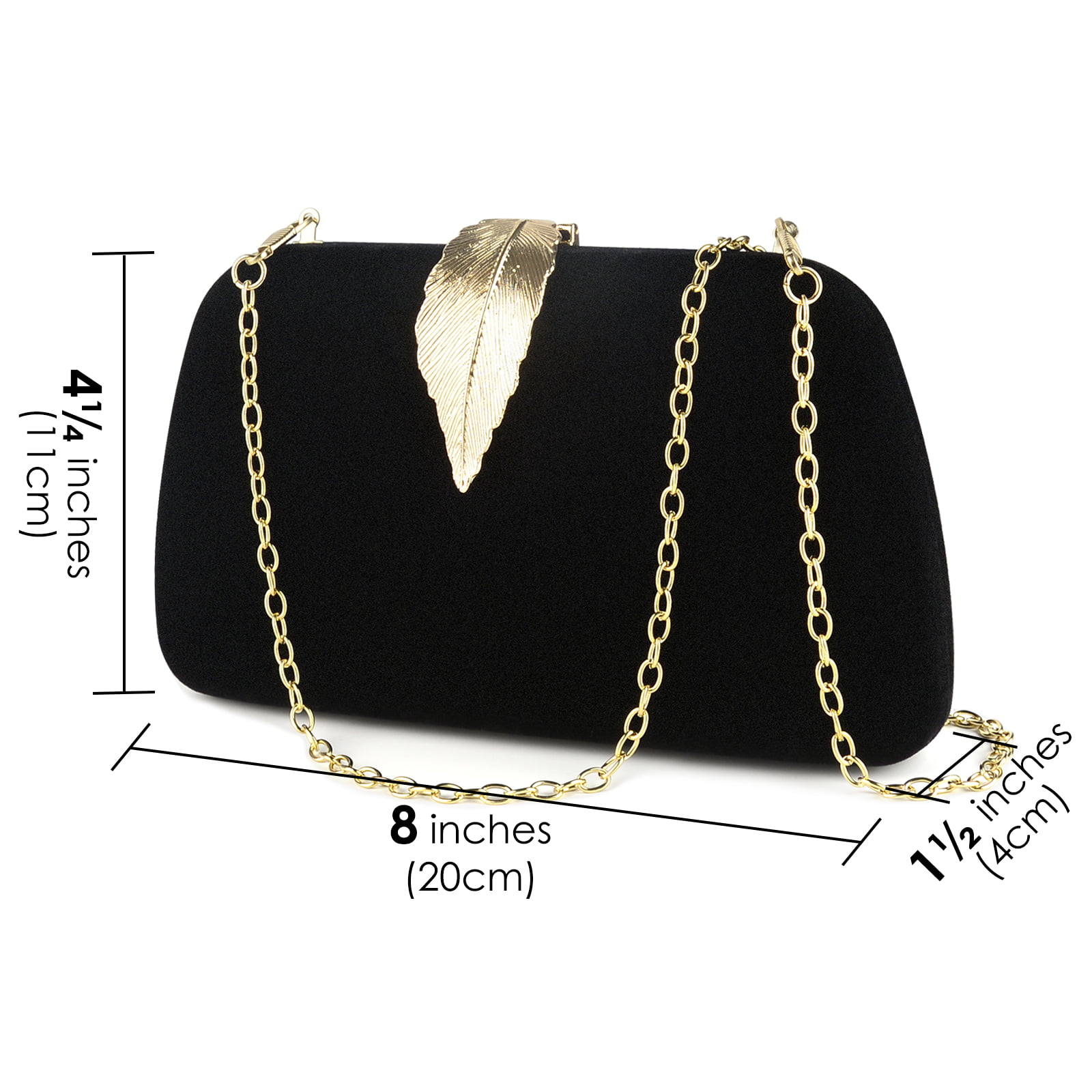 Womens Black Leather Chain Clutch Evening Party Wallet Purses Shoulder Handbag 