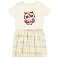 thumbnail image 3 of Inktastic Cute Owl Holding a Heart Girls Toddler Dress, 3 of 5