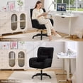 thumbnail image 2 of Cozy Teddy Desk Chair with Wheels, SESSLIFE Black Home Office Chair with High Back and Lumbar Pillow, Adjustable Swivel Computer Chair Home Office, Study, Vanity Room, Bedroom, 2 of 8