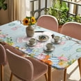 thumbnail image 3 of Easter Bunny Table Cloths for 4 Foot Rectangle Tables, Easter Eggs Spring Farmhouse Wood Grain Teal Blue Patio Waterproof Elastic Fitted Tablecloths, Washable Rectangular Table Cover for Camping, 3 of 8