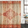 thumbnail image 3 of Red Beige Waterproof Fabric Shower Curtain,Vintage Boho Ethnic Geometric Abstract Art Waterproof Fabric Shower Curtain for Bathroom Curtains Bathtubs Hotel Shower Curtains with 12 Hooks Stall 48x72in, 3 of 8