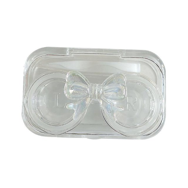 Caja de lentes de contacto compacta transparente de plástico duro, caja de almacenamiento de lentes