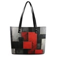 thumbnail image 2 of Vinatge Geometric Abstract Art Red Gray Black Woman Leather Handbags Large Tote Bag Fashion Portable Handbags With Zipper, 2 of 7