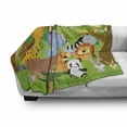 thumbnail image 3 of Cartoon Soft Flannel Fleece Throw Blanket, Funny Playful Jungle Animals Wildlife Mammals Trees Flowers Colorful Nature, Cozy Plush for Indoor and Outdoor Use, 50" x 70", Multicolor, by Ambesonne, 3 of 6