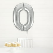 Unique Industries Foil Big Number 0 Shaped 34 Silver Solid Print Balloon