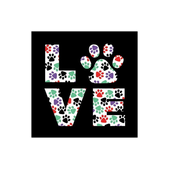 Love Paw Print Green Purple Red Paws 12 x 12 Wood Wall Sign Plaque