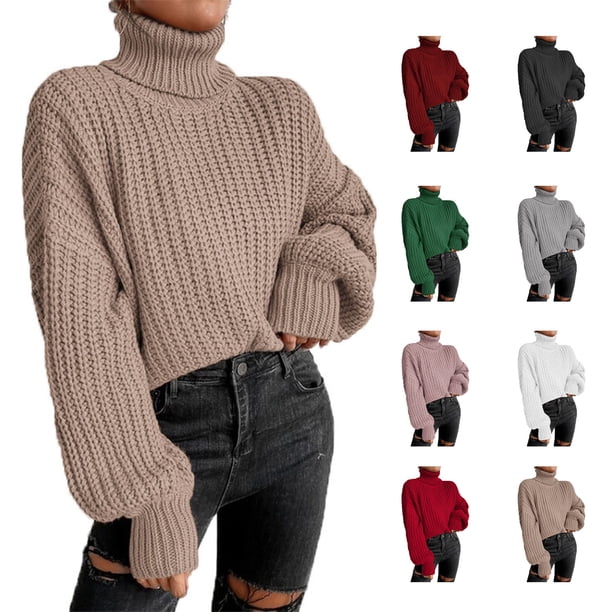 Suéteres de Punto de Cuello Alto para Mujer Suéteres de Manga Larga Suéter Suave ANGGREK Otros