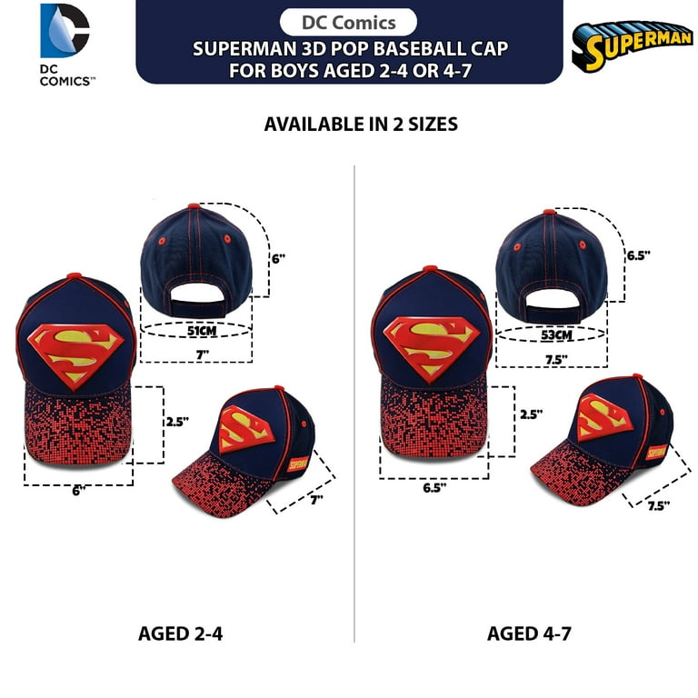DC Comics Boys\' Super Justice Hat Baseball Superman, (2T-7) League Batman, 3D Hero - Cap