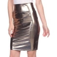 thumbnail image 4 of Sakkas Women's Shiny Metallic Liquid High Waist Pencil Skirt - Gray - X-Large, 4 of 4