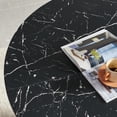 thumbnail image 5 of 47" Round Dining Table for 4, Modern Farmhouse Marble-Look Foiled Top with MDF Striped Base, Kitchen & Dining Room Tables - Black, 5 of 8