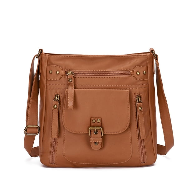 KL928 Multi Zipper Pockets Messenger Bag Large Crossbody Shoulder Bag