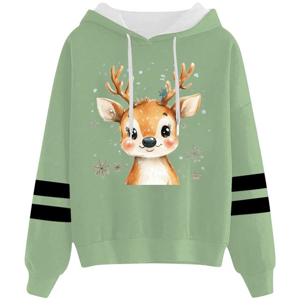 WILLBEST Sudadera Oversize para Mujer con Estampado Navideño Informal y Cordón Ajustable Chica