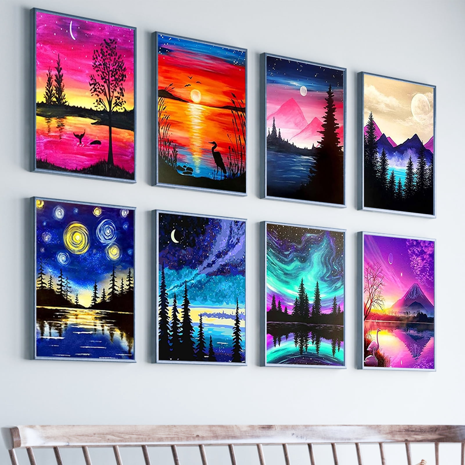 YALKIN 12 Pack 5D Mountain Diamond Art Painting Kits for Unisex Adults Beginners with Full Accessories