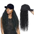 thumbnail image 1 of Yunkang Peluca trenzada con gorra de béisbol, extensiones de cabello rizado con sombrero, peluca de pelo sintético de color negro con 18 pulgadas de largo, peluca trenzada para mujeres (18 pulgadas 1B, 1 of 5