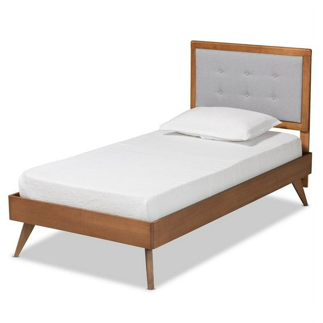 Baxton Studio Alida Light Grey and Brown Finished Wood Twin Size Platform Bed