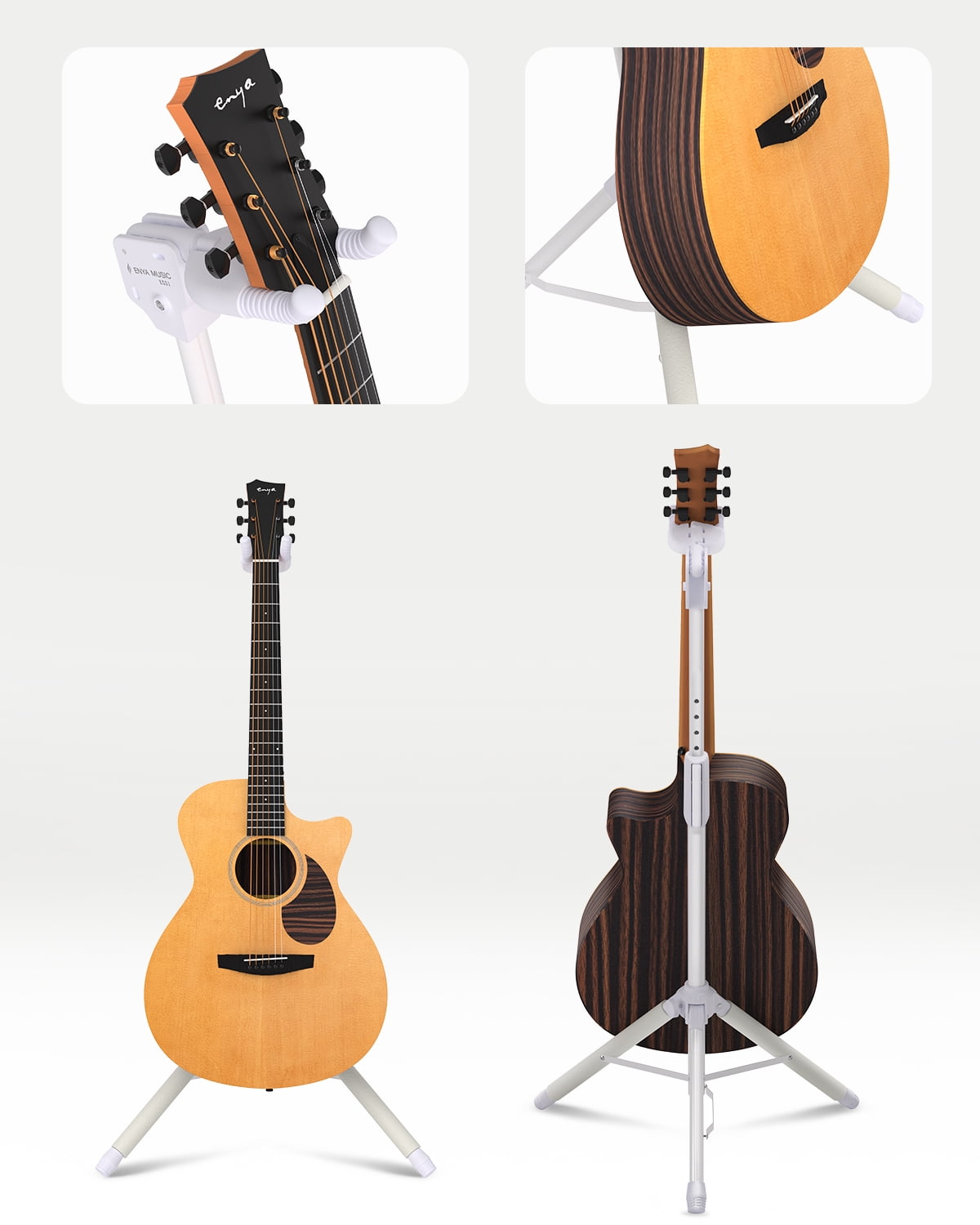 enya Auto-Lock Guitar Stand - Heavy Duty Steel, 33lbs Capacity, 360° Non-Slip Base & Military Anti-Rust | 3-Second Setup, Foldable for Stage/Travel/Studio