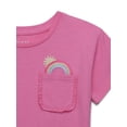 thumbnail image 3 of 365 Kids by Garanimals Girls Rainbow Embroidered Pocket Tee with Short Sleeves, Sizes 4-10, 3 of 3