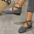 thumbnail image 2 of Domzle Women's Flats Comfortable Fashion Shoes for Women with Elastic Ankle Straps Dressy Ballerina Style Closed Toes for Women Casual Elegant Flat Shoes Dark Gray, 2 of 6