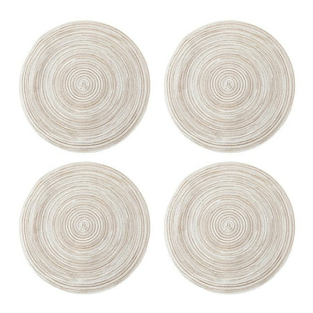 

HomeCozy 4Pcs Placemat Round Clear Texture Cotton Tea Coffee Bowl Cup Coaster for Kitchen
