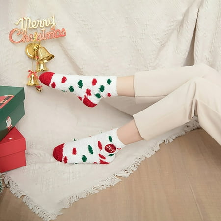 

Klycj Socks 1Pair Adult Christmas Socks Women s Warm Coral Plush Middle Tube Socks Stockings Gifts