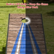 4x2 ft Wooden LED Cornhole Game Set, Portable Outdoor Cornhole Boards with 8 Bean Bags for Backyard Beach Camping Parties Family Games