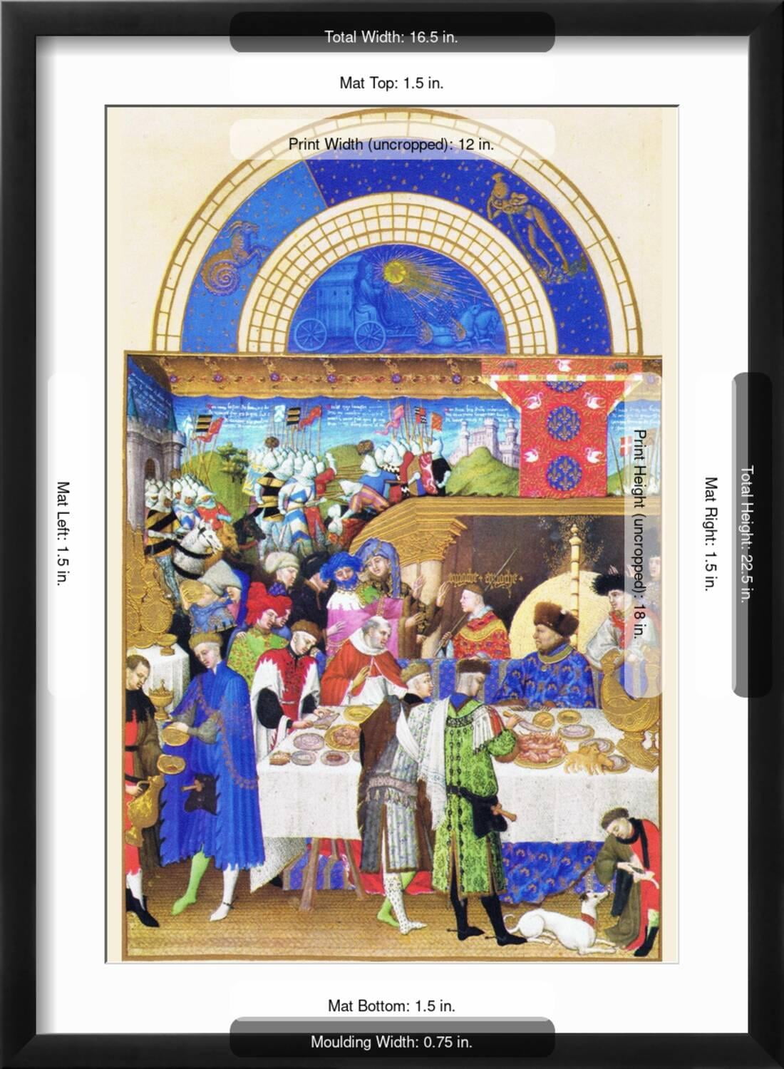 Art.com Le Tres Riches Heures Du Duc De Berry - January Art Print by Paul Herman & Jean Limbourg, Black Frame Wall Art, 17" x 23"
