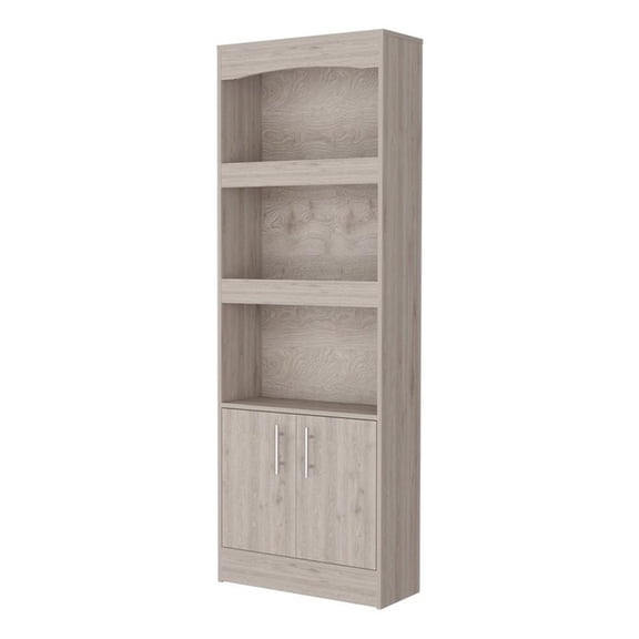 Durango Bookcase; Three Shelves; Double Door Cabinet
