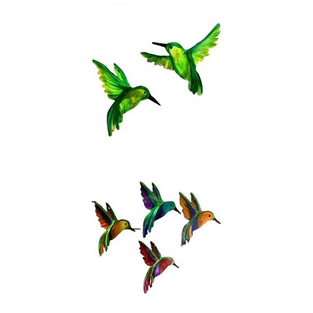6 piezas de decoración de de colibrí hecha a mano para el hogar, jardín, casa, adorno de pájaro Zulema Pared de arte de colibrí