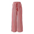 thumbnail image 4 of Womens Pants Colorblock Stripe Print Trousers Loose Straight Casual Summer Fall Work Pants Women Brick Red L, 4 of 5