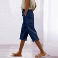 thumbnail image 2 of WERYOUNG Casual Capri Pants For Women Solid Color Elastic Waist Summer Trousers Home Lounging Versatile Slacks, 2 of 5